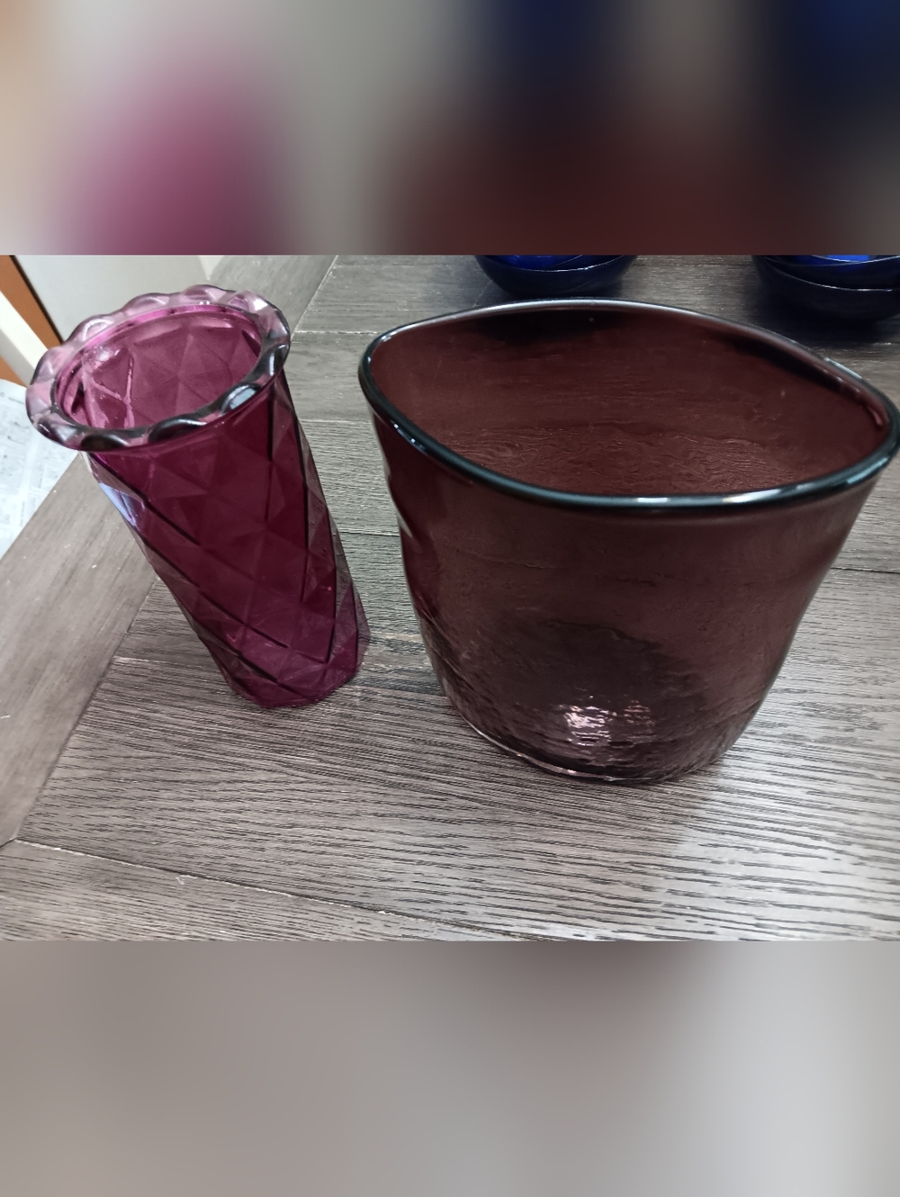 Pair Of Purple Glass Decorative Vases - Home Accents